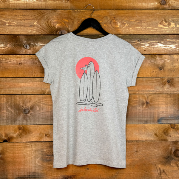 T-Shirt "Threesome at the Beach" Heather Grey Melange (Frauen) – Bild 2